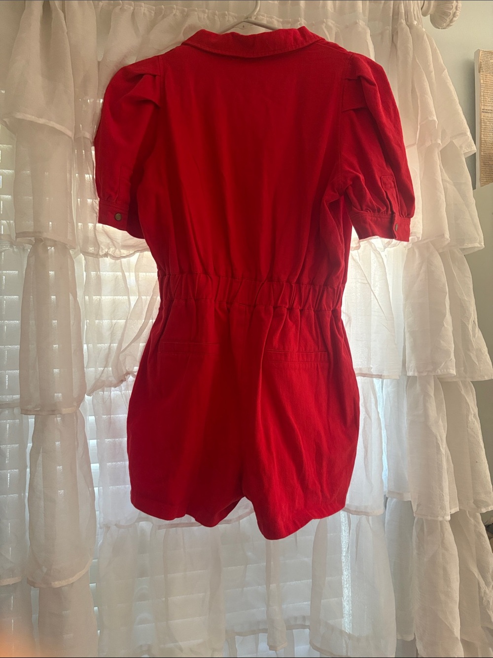 Red denim romper - Picture 3 of 3